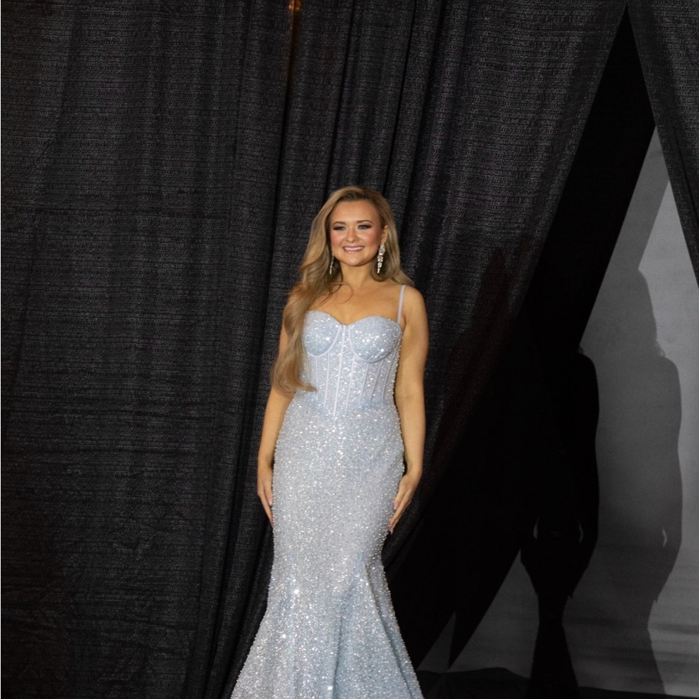 Elegant Blue Sequin Gown